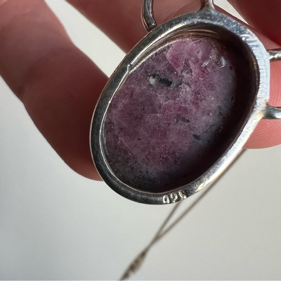 Vintage Art Nouveau Rhodonite Pendant, in Sterling 925 Silver - Picture 6 of 6